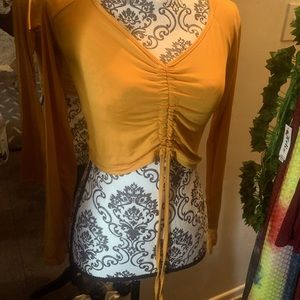 Gold Long Sleeve Crop Top